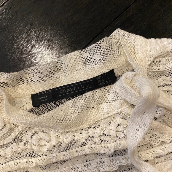 Zara Ivory Lace Top with Front Tie - Picture 5 of 11